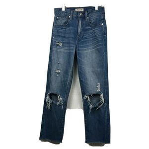 Madewell The Perfect Vintage Jean 25 Womens Blue Distressed High Rise Slim Mom
